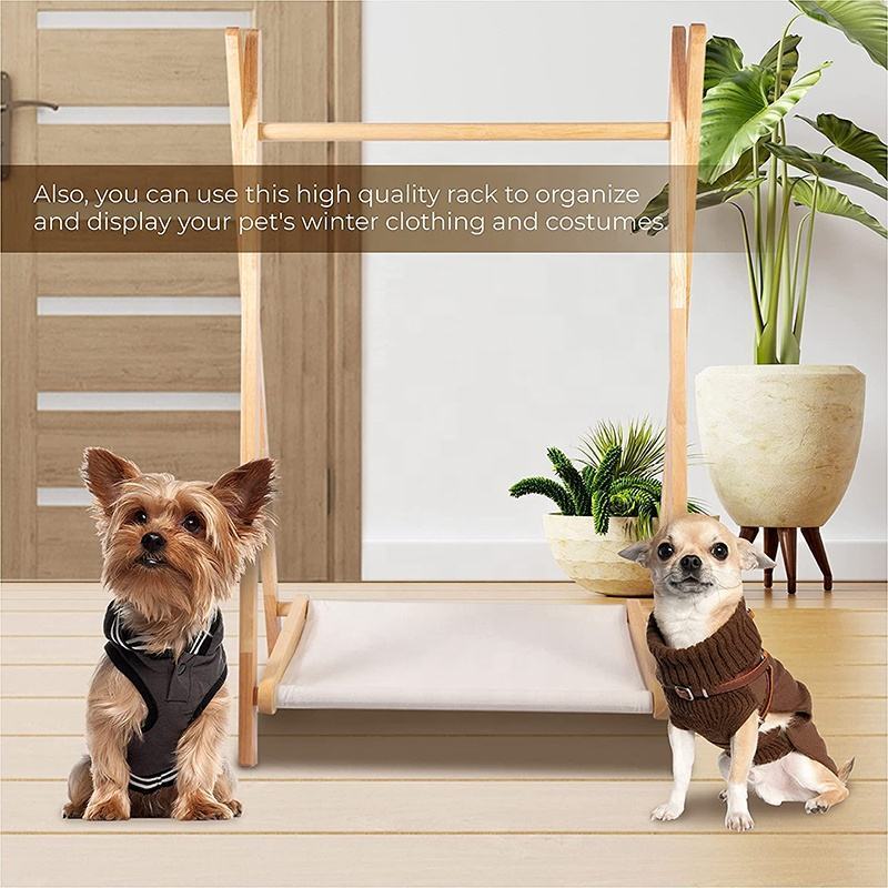 Modern wooden dog pet clothes hanger stand clothes display hanger rack