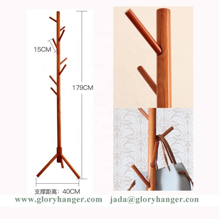 Hot Sale Wooden Coat rack Hanger Stand Space Saving Multi Function Coat Tree