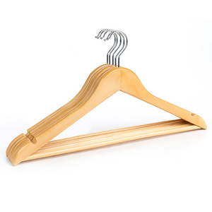 Hot sale cabide de madeira hard wooden clothing hangers for shops wardrobe