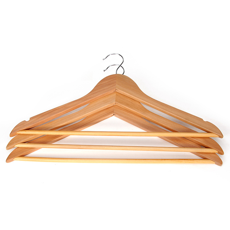 Glory Hanger Wholesale Natural Wooden Hanger of Clothes With Non Slip Bar and Notches