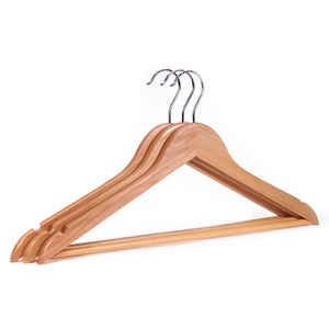 Glory Hanger Wholesale Natural Wooden Hanger of Clothes With Non Slip Bar and Notches