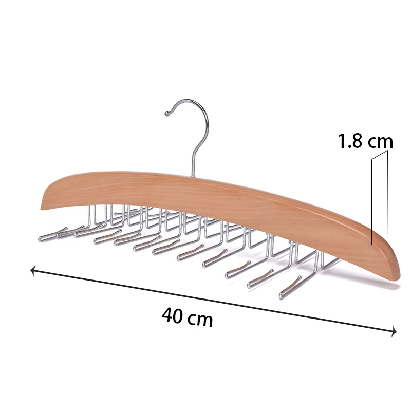 Tie Hanger with 24 Foldable Hooks For Closet  Space Saving Premium Wooden Hangers