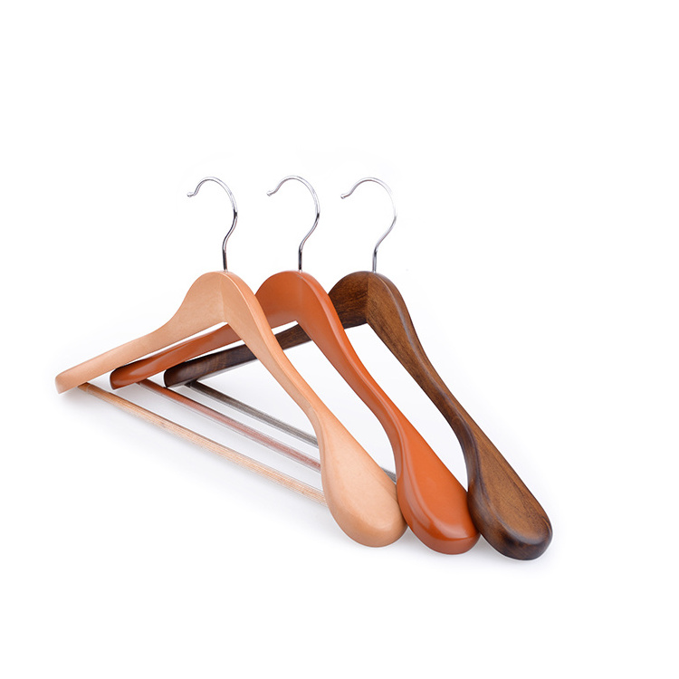 Wooden wide shoulder clothes coat hanger for jacket with wide shoulder