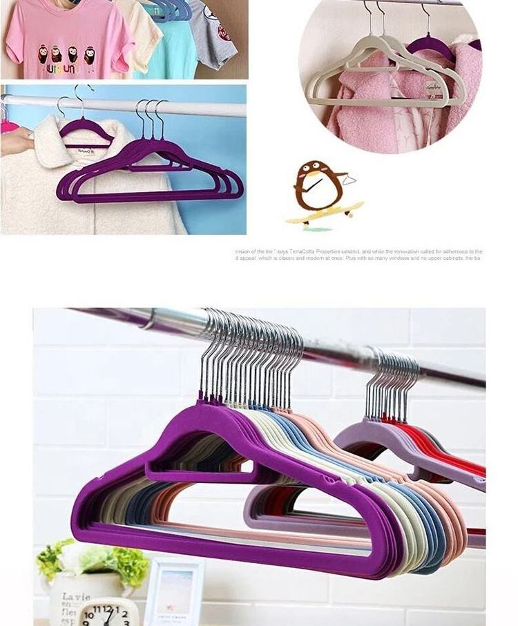 Household anti-slip suit clothes hangers velvet tie hanger rack with logo