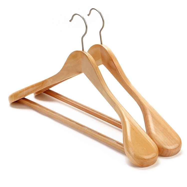 Wooden wide shoulder clothes coat hanger for jacket with wide shoulder