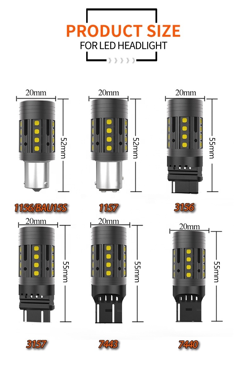 Super Bright S4 20 Smd 3838 White Amber Red 1156 BA15S P21W T20 7440 7443 W21W 1157 BAY15D Canbus Led Turn Signal Bulbs