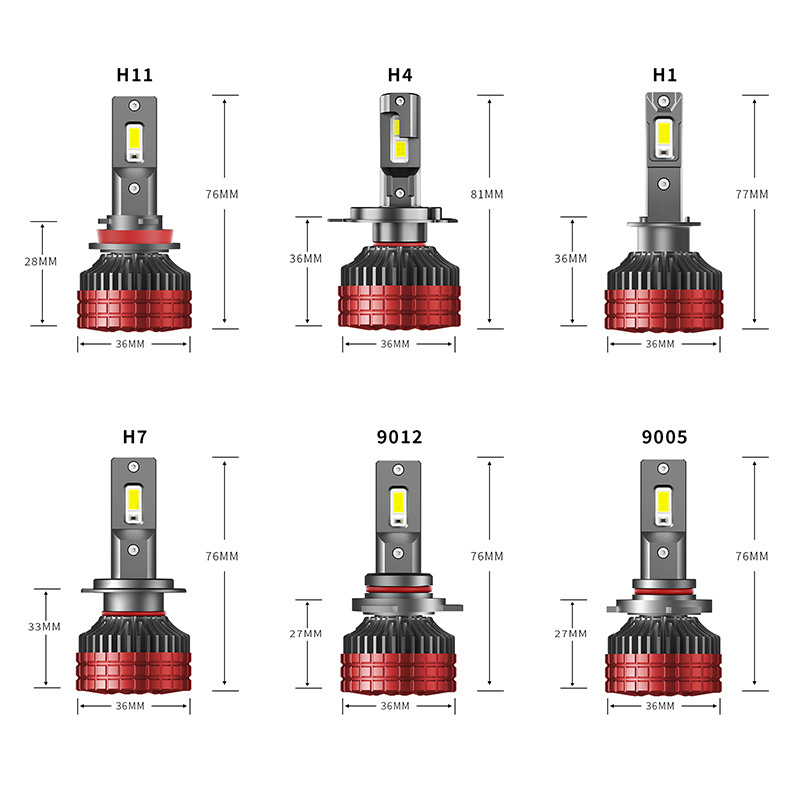 custom service T90 red 800W 80000LM canbus two copper tubes H4 H7 H11 LED headlights led light h7 for car