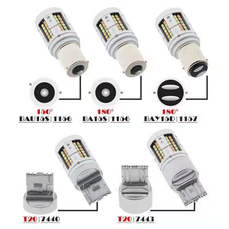 Car Ba15s Py21w W21w Bau15s W21/5w Bay15d 4114 Bay20d Tail Lamp Auto Parts System 6000k Brake Light Bulb Red 7443 Led Switchback