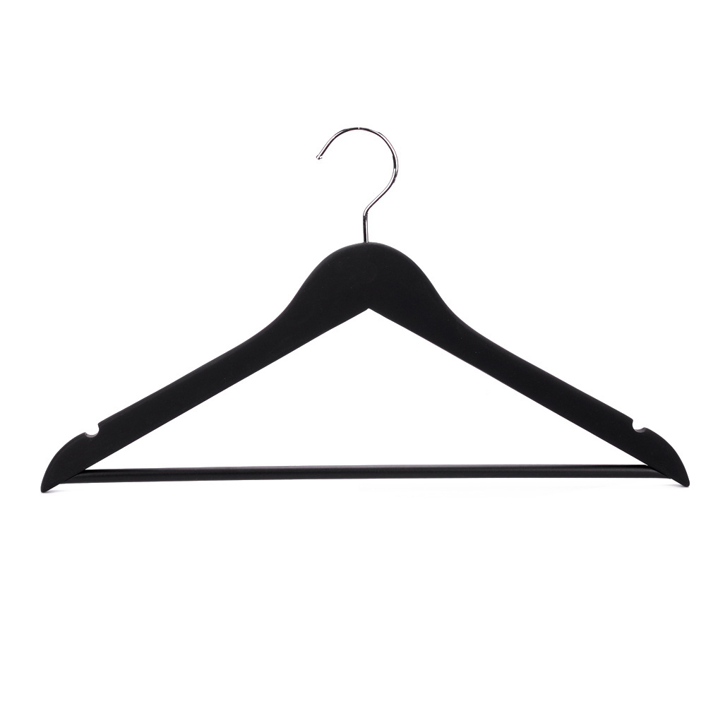 High Quality non-slip rubber coated black wooden clothes clothing hanger rack