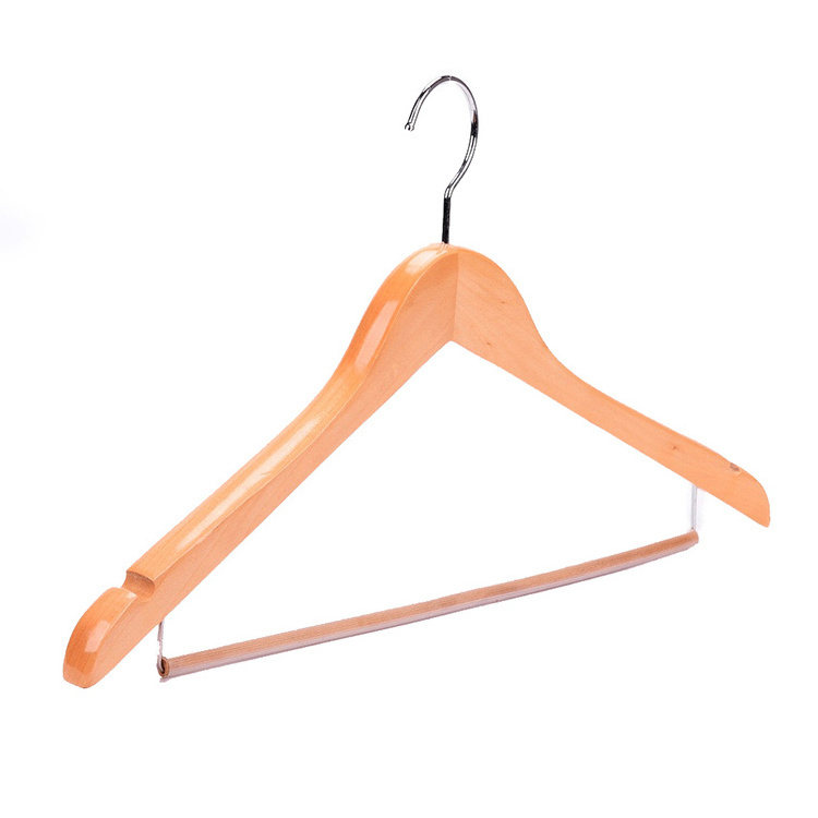 19 Years Hangers Manufacturer Bulk Clothes Hanger Wooden Suit Hangers with Non Slip Pants Bar