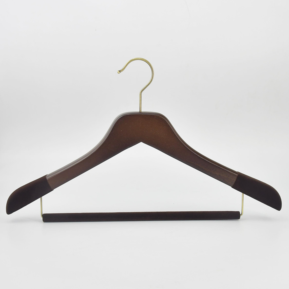 Premium Custom Dark Brown Luxury Wooden Coat Suit Jacket Clothes Hanger with Logo