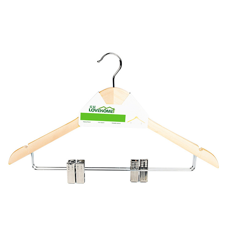 Wholesale Clothing Pants Clip Wooden Suit Clothes Hangers With Clip