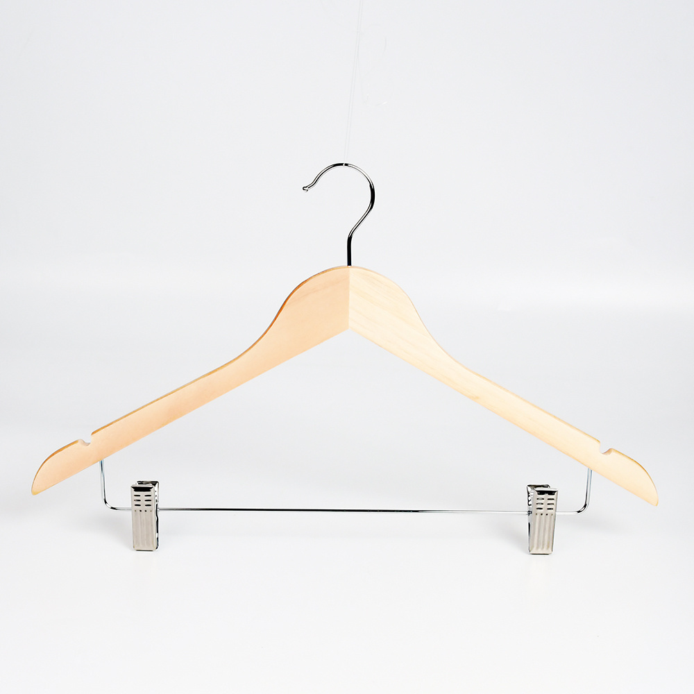 Wholesale Clothing Pants Clip Wooden Suit Clothes Hangers With Clip