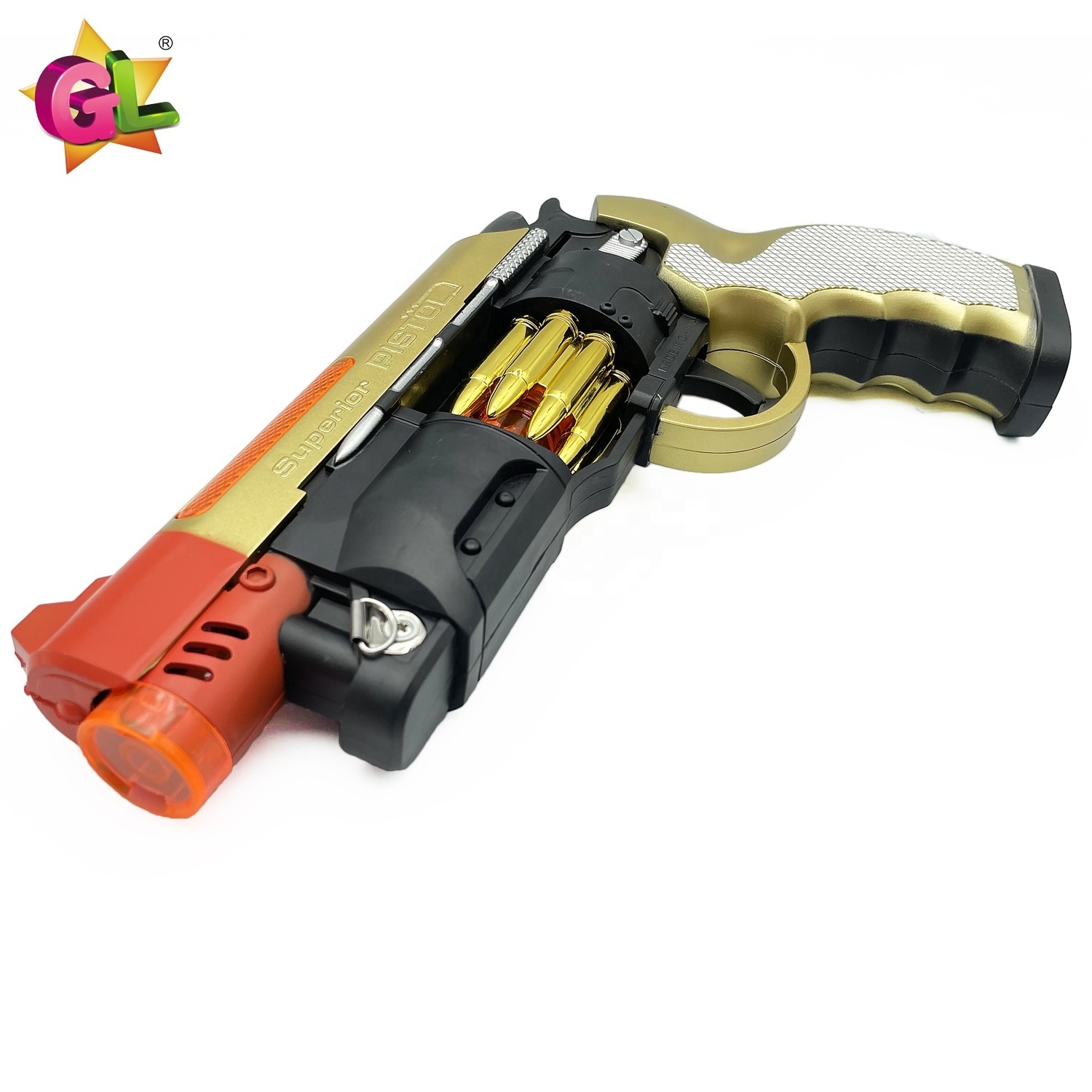 Light up wholesale toys  led revolver toy gun with sound electronic plastic toy guns for kids gift