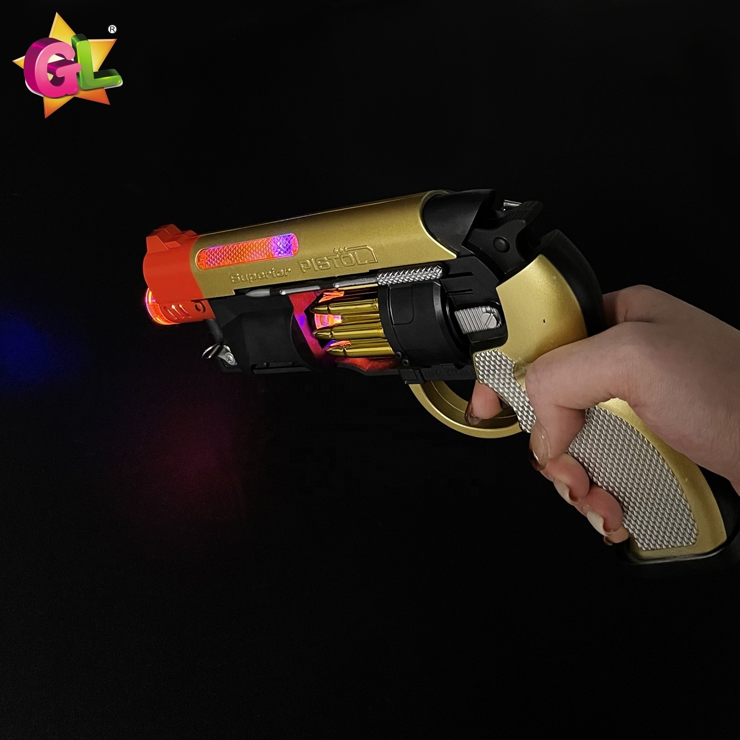 Light up wholesale toys  led revolver toy gun with sound electronic plastic toy guns for kids gift