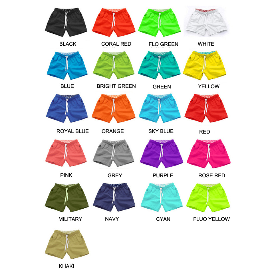 Custom Logo Print Multi-color Men's Blank Beach Shorts Men Casual Summer Surf Board Shorts Mens  Swimwear Short Wholesale