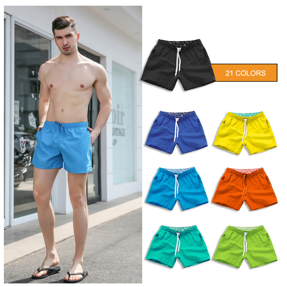 Custom Logo Print Multi-color Men's Blank Beach Shorts Men Casual Summer Surf Board Shorts Mens  Swimwear Short Wholesale