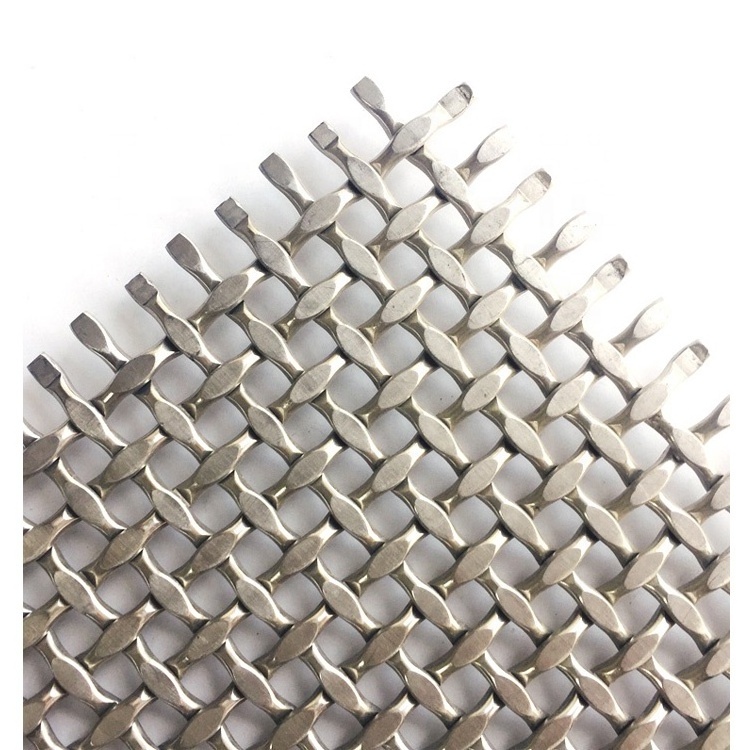 Stainless Steel Woven Metal Decorative Lock Crimped Wire Mesh For Stairs Guardtail