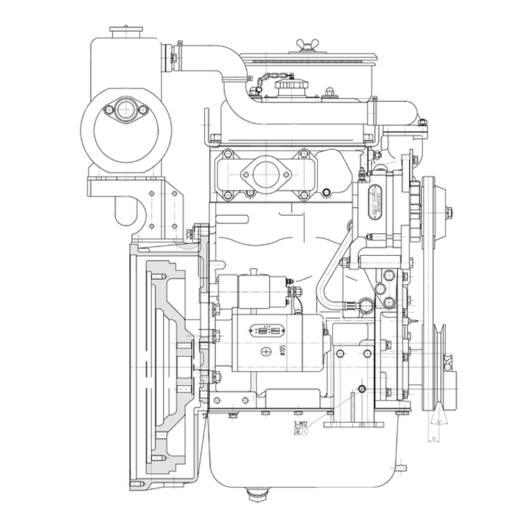 Yuchai  2 Cylinder 4 Stroke Water Cooled Marine Diesel Engine