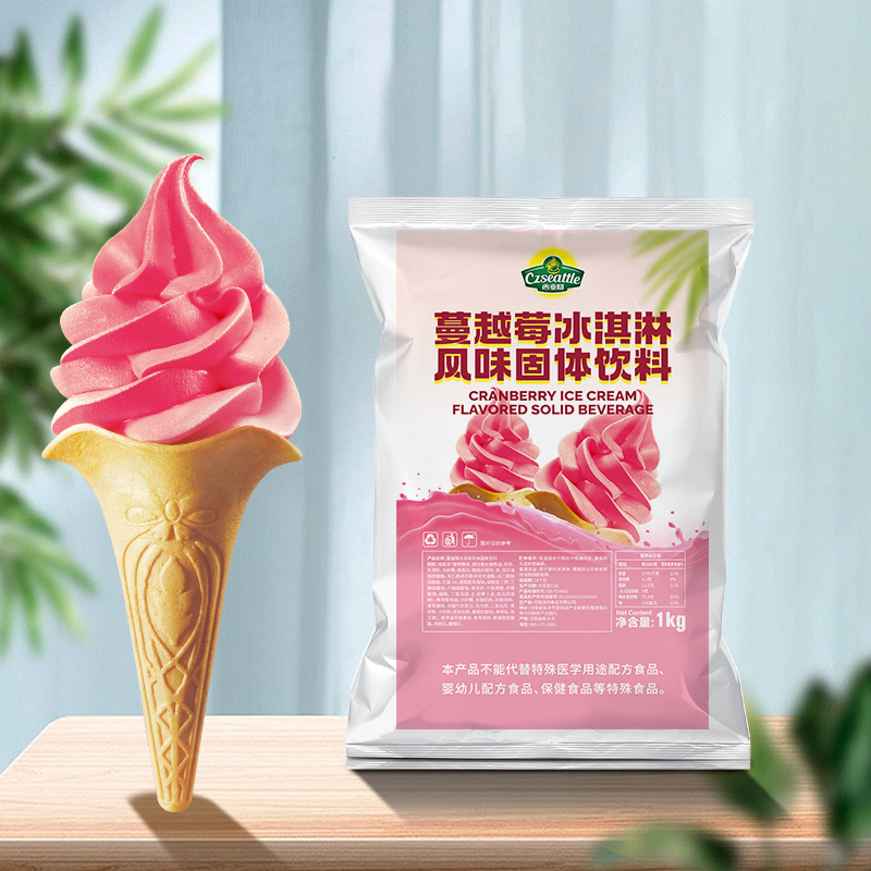 Popular Czseattle new product Cranberry ice cream powder soft ice cream powder for boba tea bubble tea ingredients