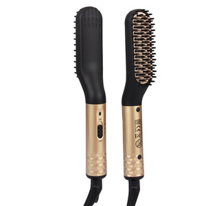 Professional Fast Heated Beard Straightening Comb Customized Small Hair Straightener Brush For Men