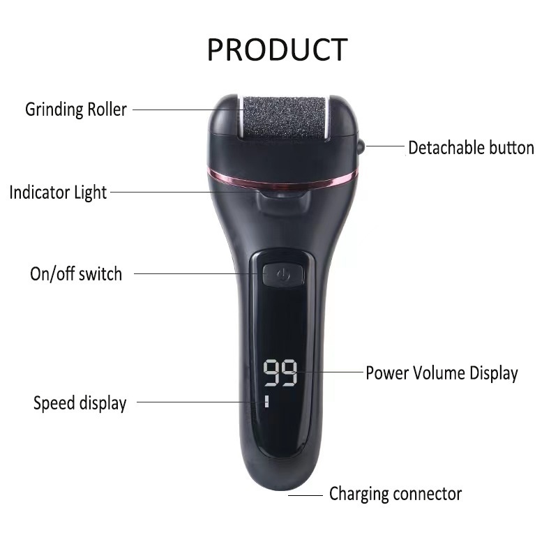 USB Rechargeable Foot Scrubber Hard Dead Skin Foot File LCD Professional Vacuum Electric Callus Remover for Feet