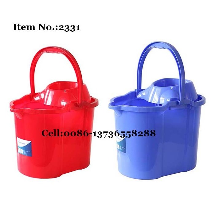 HQ2331 Peru supermarket wholesale handle metal pink color mop bucket with spout