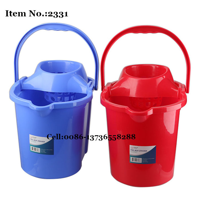 HQ2331 Peru supermarket wholesale handle metal pink color mop bucket with spout