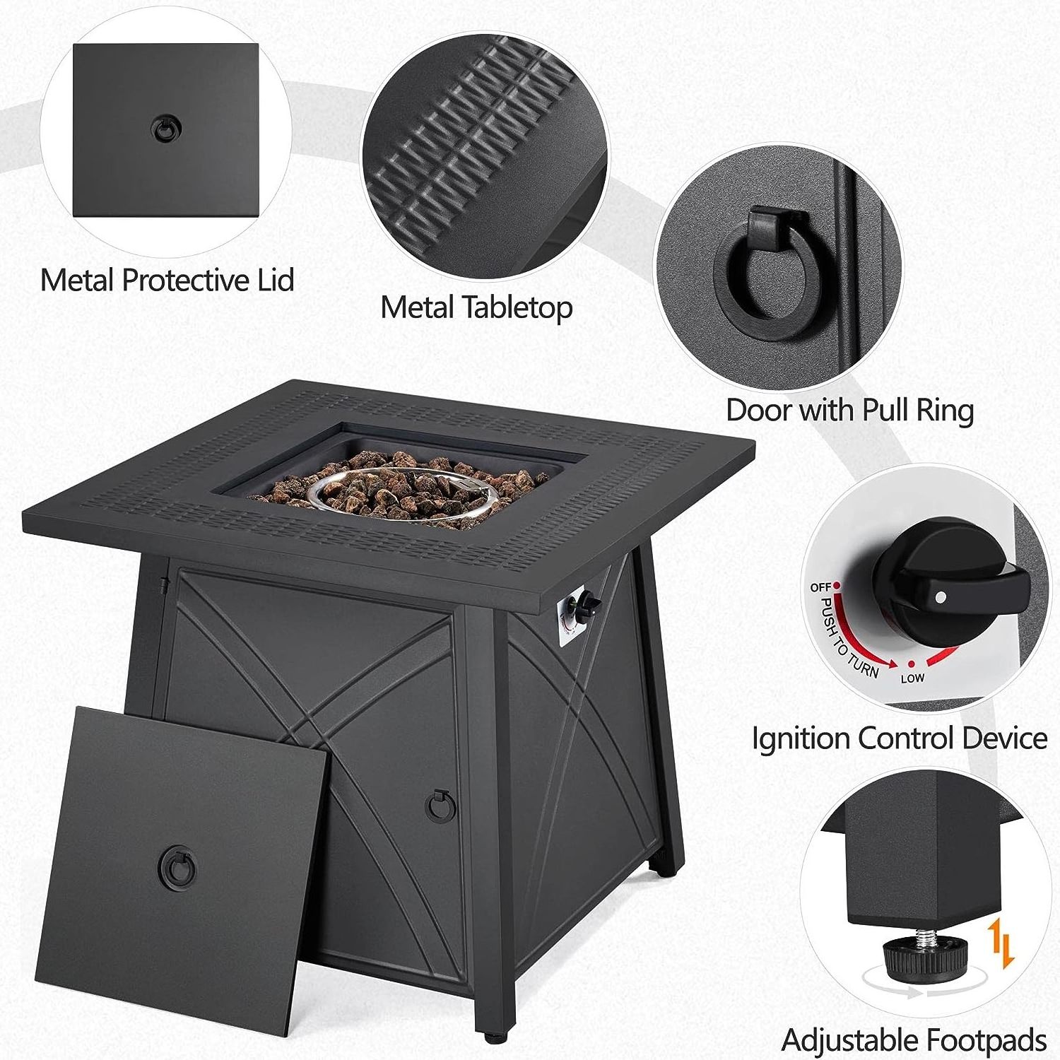 Outdoor Stainless Steel Gas Fire Pit Burner and Pan Kit