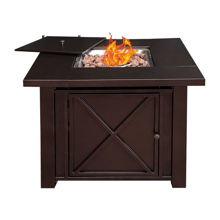 Decorative gel-fueled propane rectangular fire pit