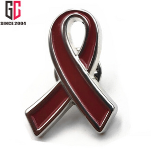 12 years experience Factory  Soft Enamel AIDS & HIV Awareness Red Ribbon Badge Volunteer Service Metal Pins Badge