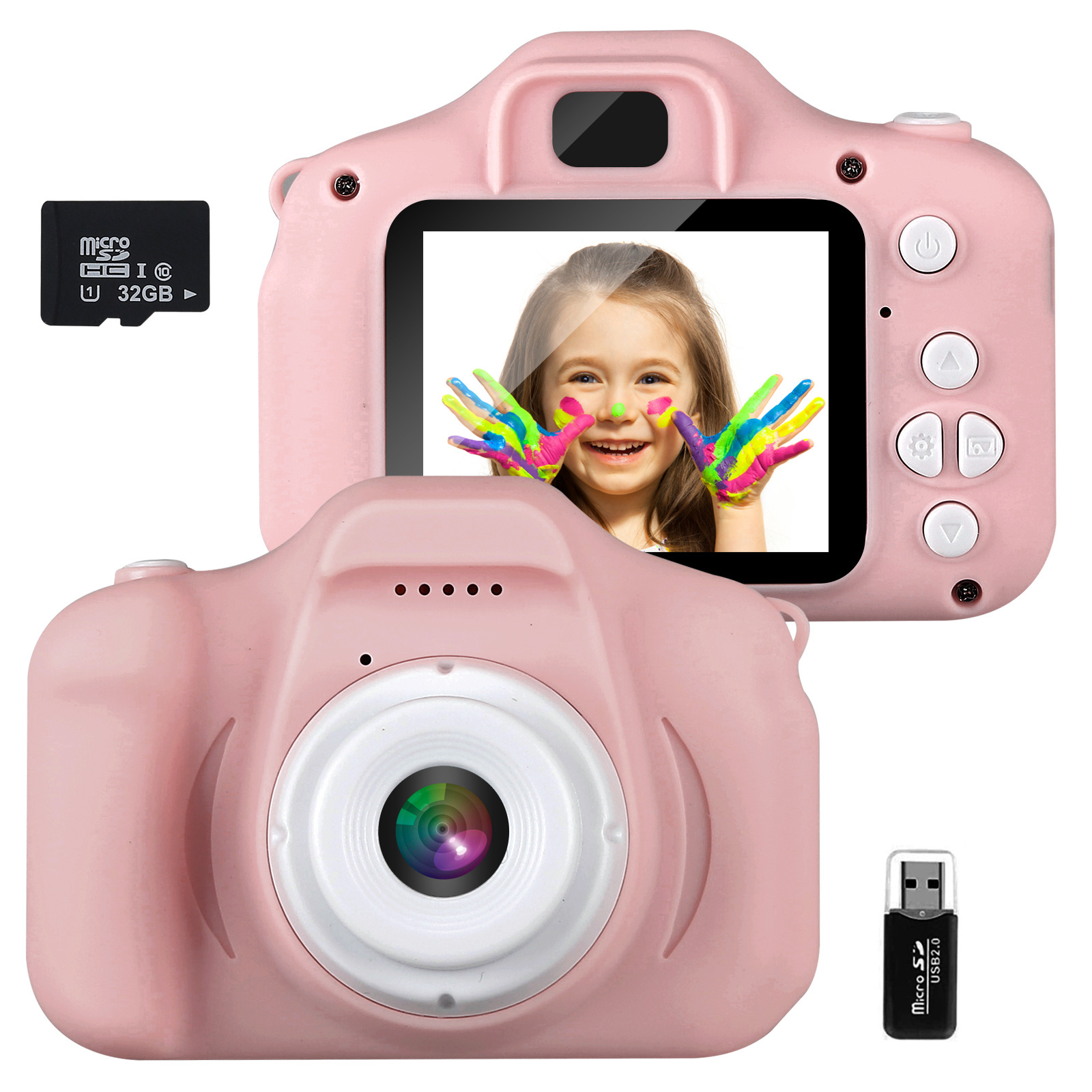 GlobalCrown 32GB Kids Camera Mini Rechargeable Children's Digital Camera Shockproof Video Camcorder Gifts for Boys Girls 3-8 Age