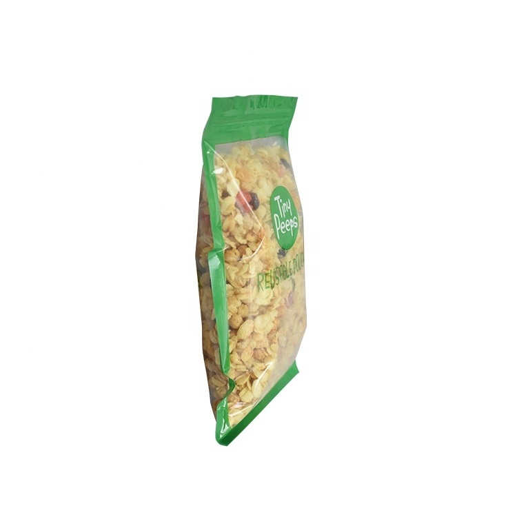 Gravure printing back seal plastic corn tortilla chips snacks packaging top zipper cornflakes bag