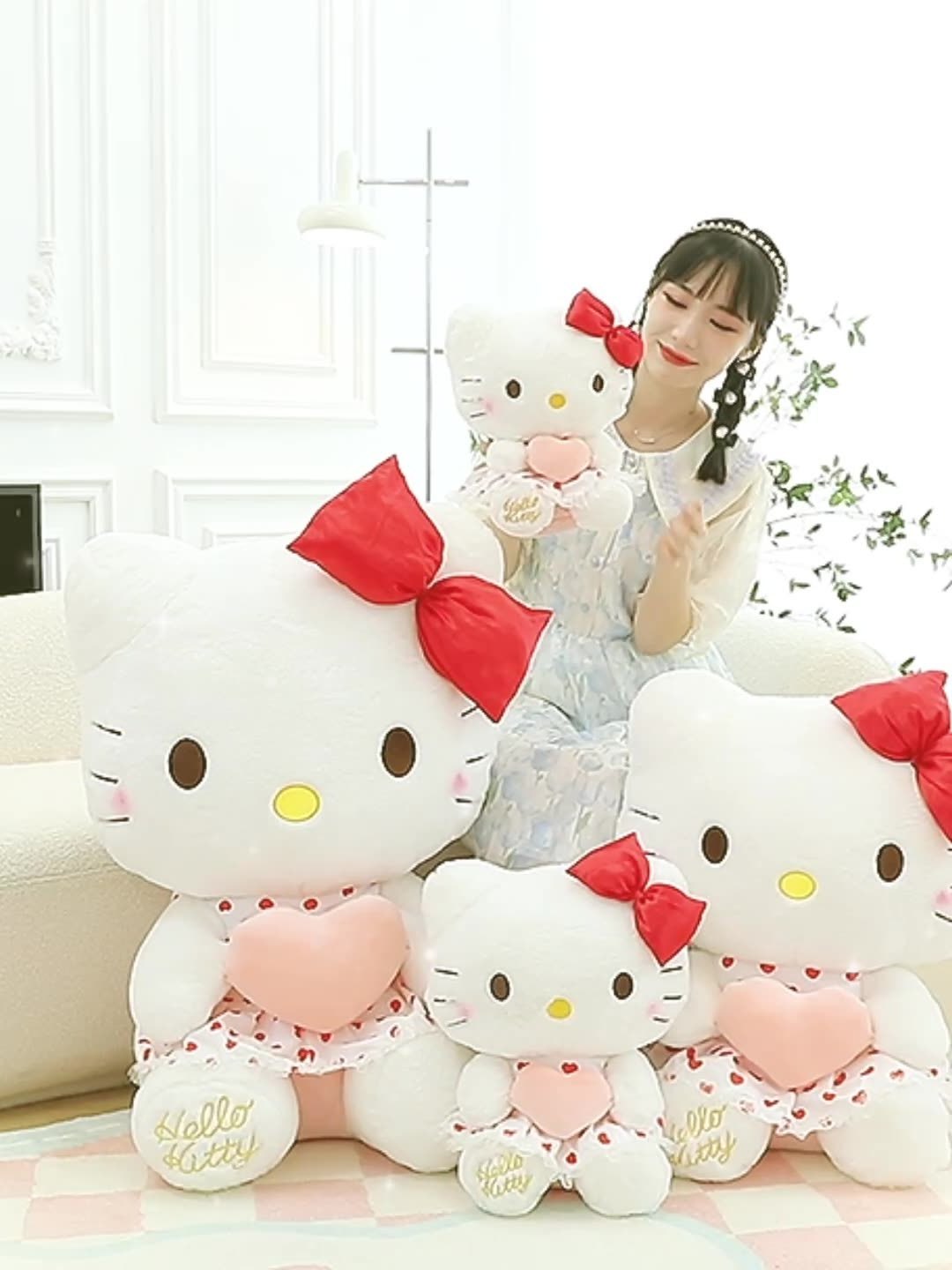 Wholesale Newest Kitty Toy Cute Sleep Pillow Anime Soft KT Cat Plush Toy Ice Cream Cake KT Doll For Kitty