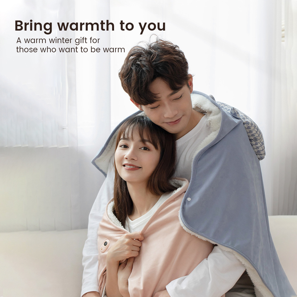 Korea Japan portable usb electric rechargeable battery heated throw shawl blanket fast heating pad blanket for winter