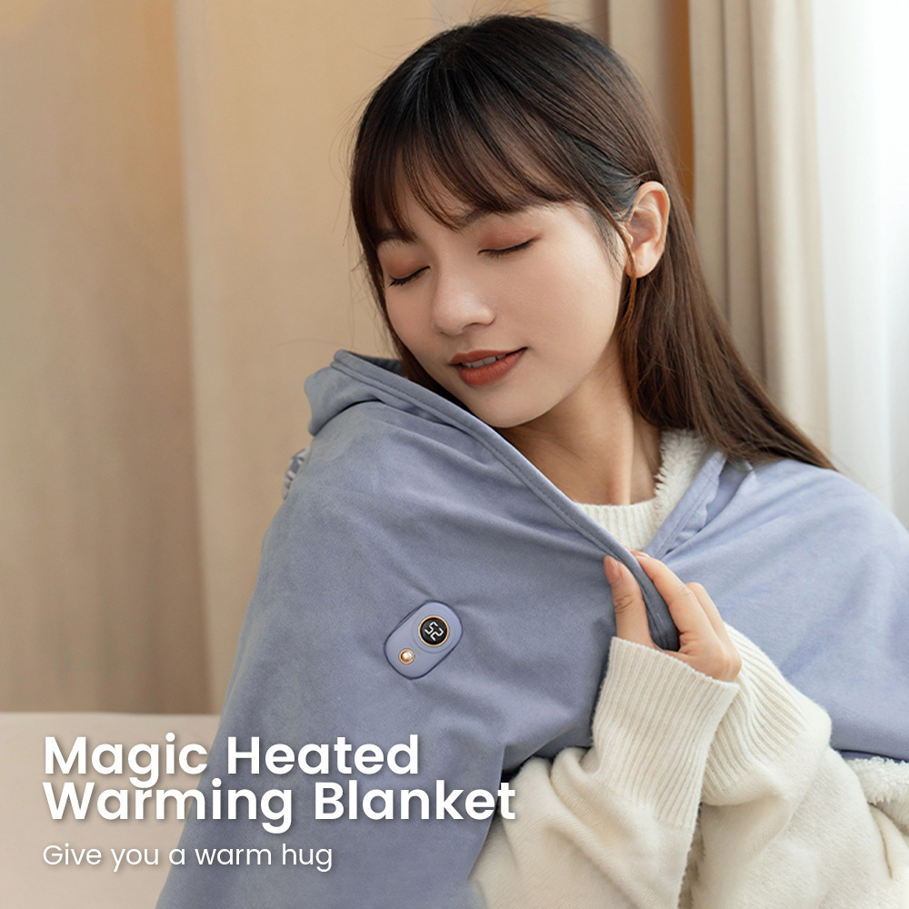 Korea Japan portable usb electric rechargeable battery heated throw shawl blanket fast heating pad blanket for winter