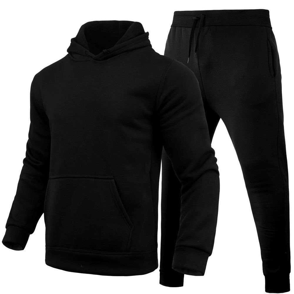 2024 Hot Style Hoodie Strap Patchwork Color Two Piece Tracksuit Sports Wear Men Set Fashion