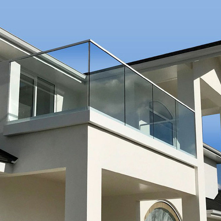 6+6mm 8+8mm 10+10mm tempered laminated glass aluminium u profile channel stainless steel top handrail railing system for balcony