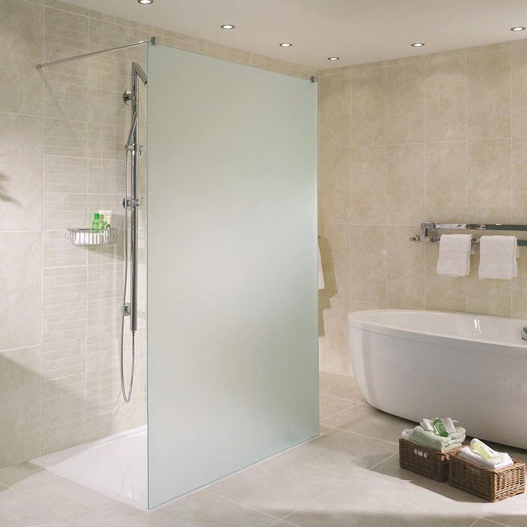 10 mm thick tempered translucent acid etched frosted sandblasted glass shower door price