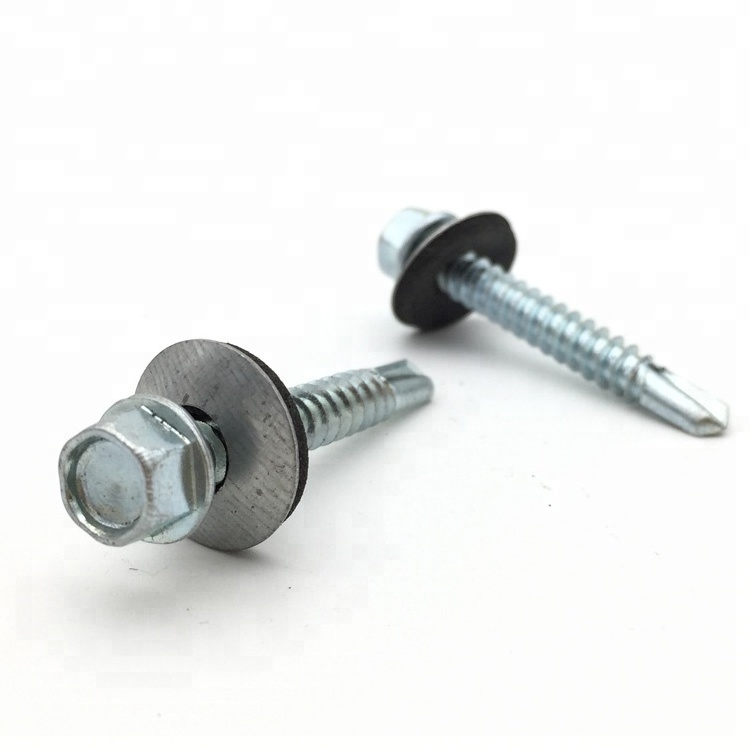 Zinc Plate Hex washer Head din 7504 K Self Drilling Screws  with EPDM Bonded washer Roofing screw with Neoprene Washer