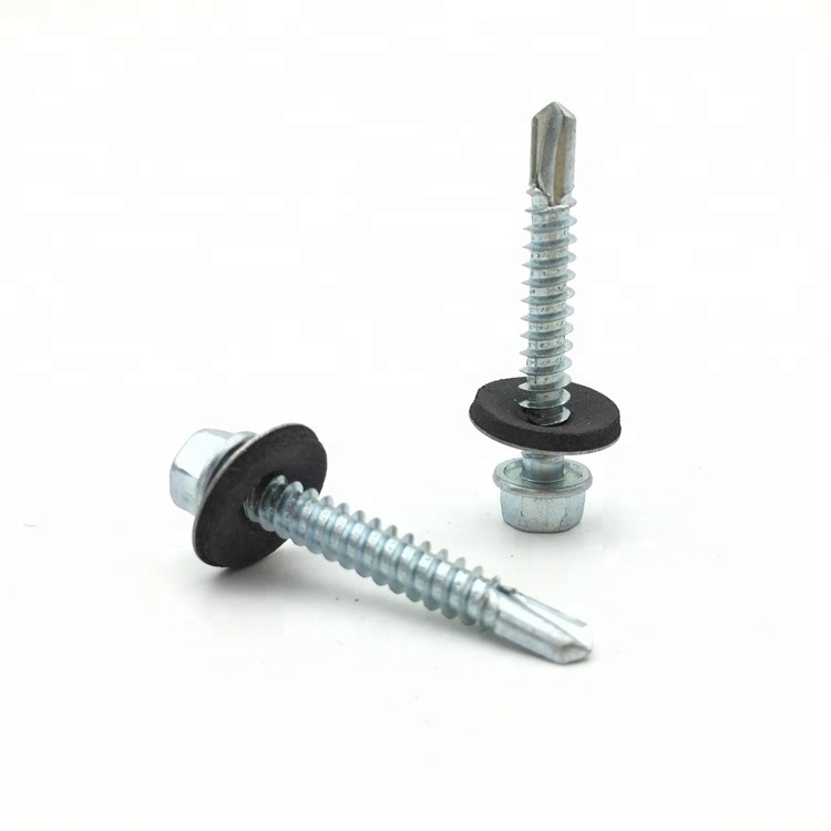 Zinc Plate Hex washer Head din 7504 K Self Drilling Screws  with EPDM Bonded washer Roofing screw with Neoprene Washer