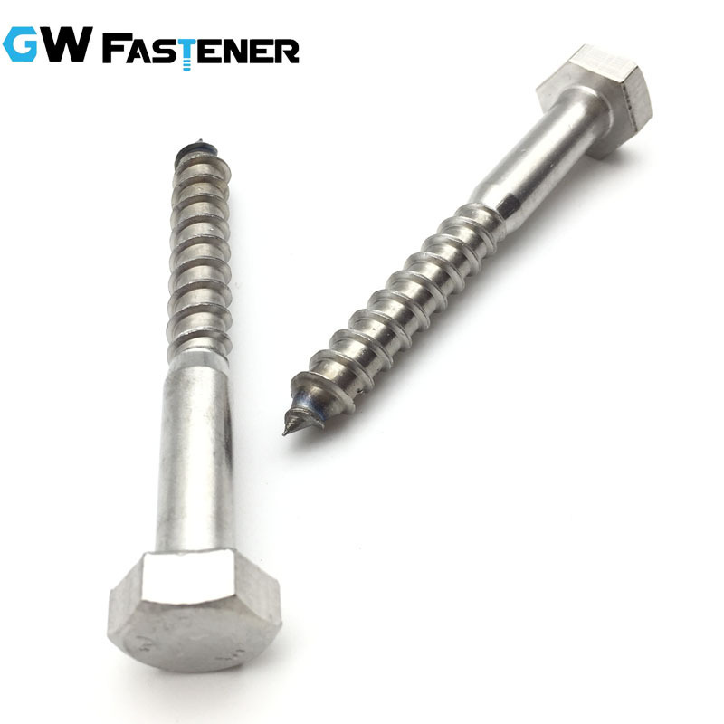 ASTM 18-8 Stainless steel 304 A2 Stainless steel 316  A4  Hex Head lag screw coach screw Lag bolt