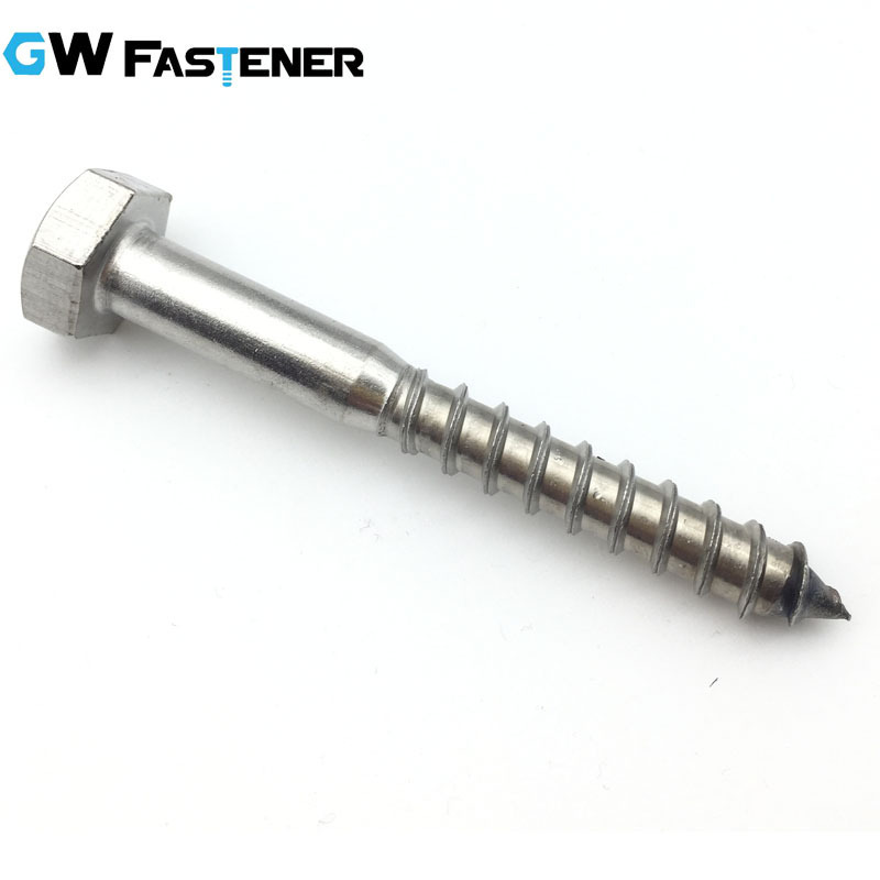 ASTM 18-8 Stainless steel 304 A2 Stainless steel 316  A4  Hex Head lag screw coach screw Lag bolt