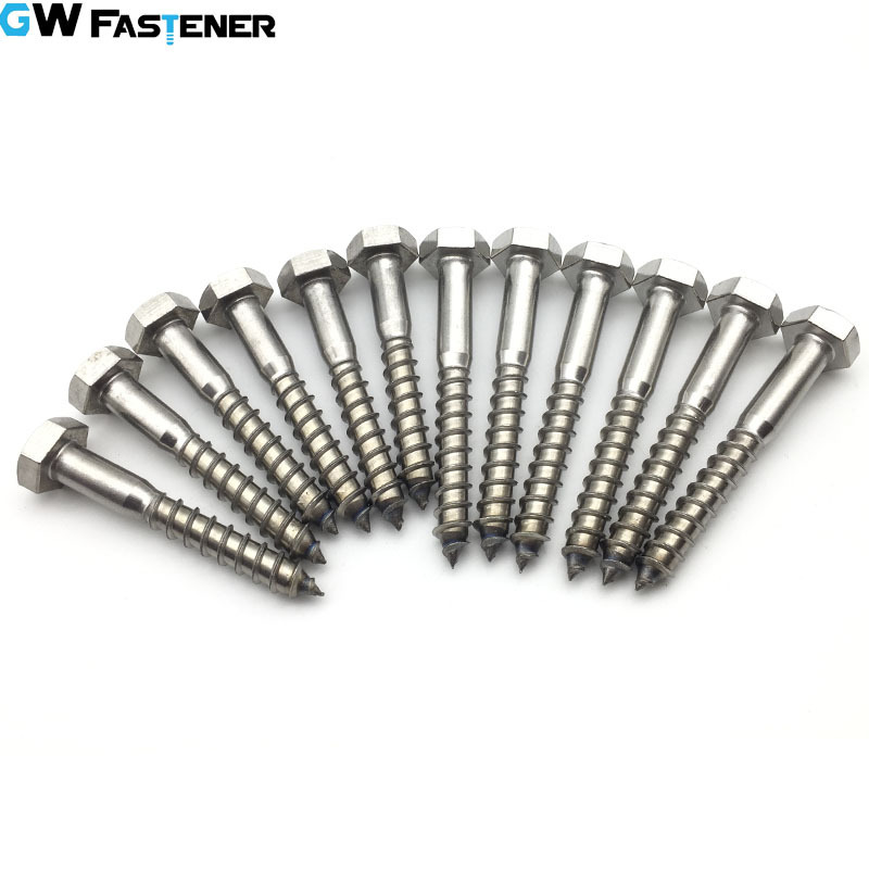 ASTM 18-8 Stainless steel 304 A2 Stainless steel 316  A4  Hex Head lag screw coach screw Lag bolt