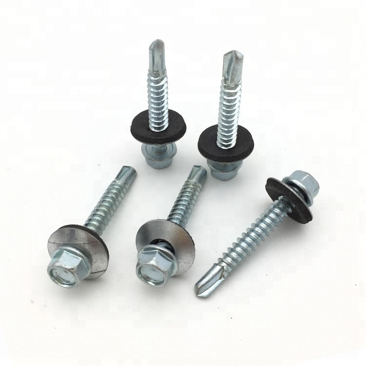 Zinc Plate Hex washer Head din 7504 K Self Drilling Screws  with EPDM Bonded washer Roofing screw with Neoprene Washer