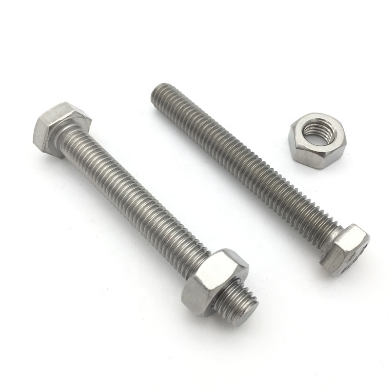 Factory price stainless steel 304 316 316L DIN 931 DIN 933 Hexagon Head Bolts SS Bolts nuts Hex Bolt