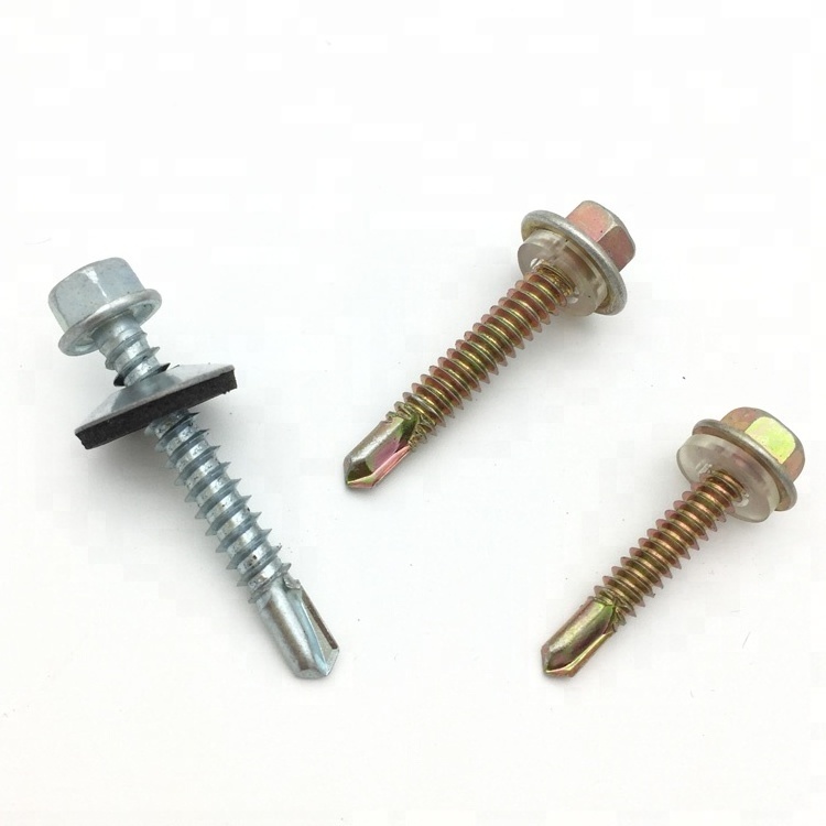 Zinc Plate Hex washer Head din 7504 K Self Drilling Screws  with EPDM Bonded washer Roofing screw with Neoprene Washer