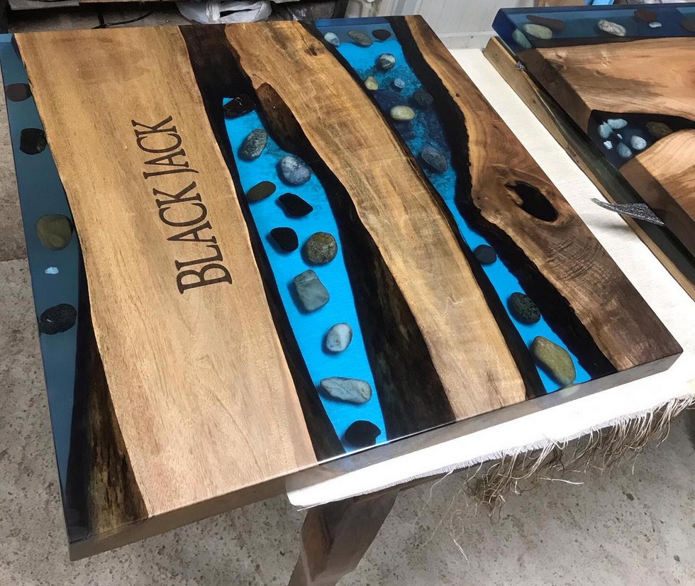 100% Unique Walnut Resin Blackjack + Poker Tables Custom Made for Casinos Hotels Restaurants Bars Clubs Lounges (California USA)