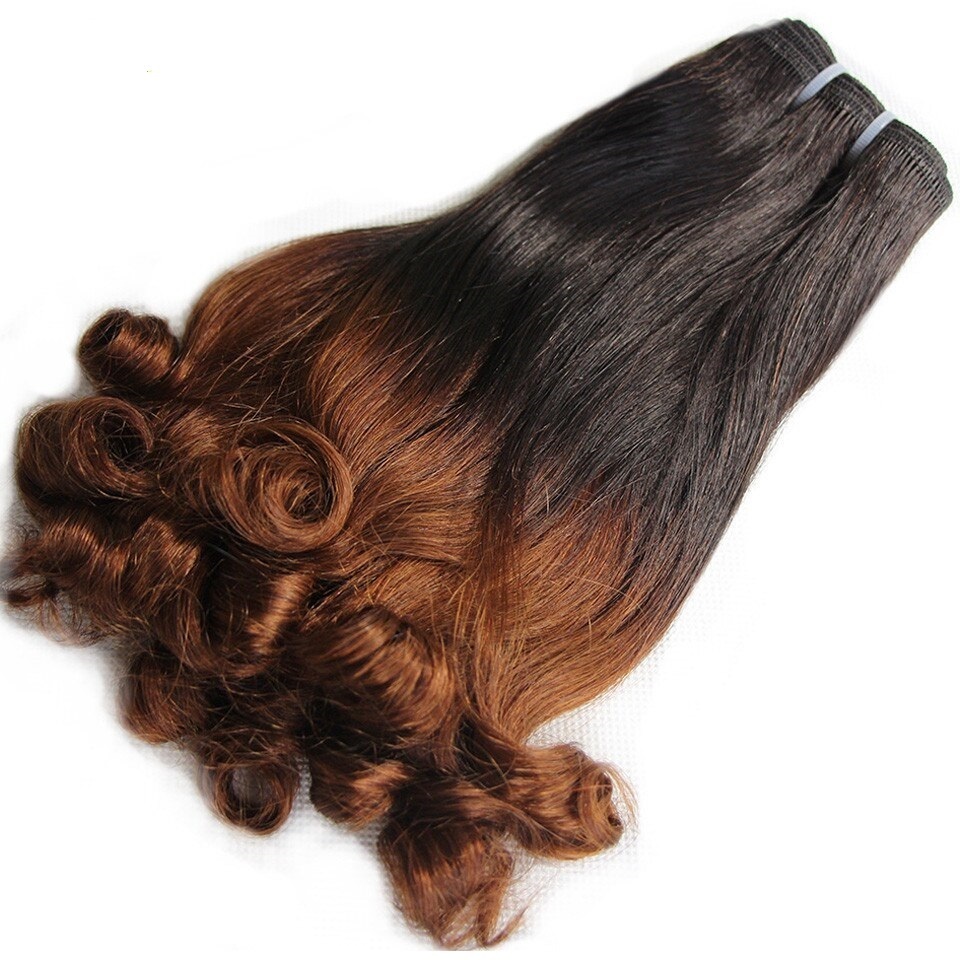 # Ombre Human Hair Double Drawn Brazilian 3 Bundles Bouncy Curly Hair Fumi Funmi Spring Curl Remy Hair Weave Extensions