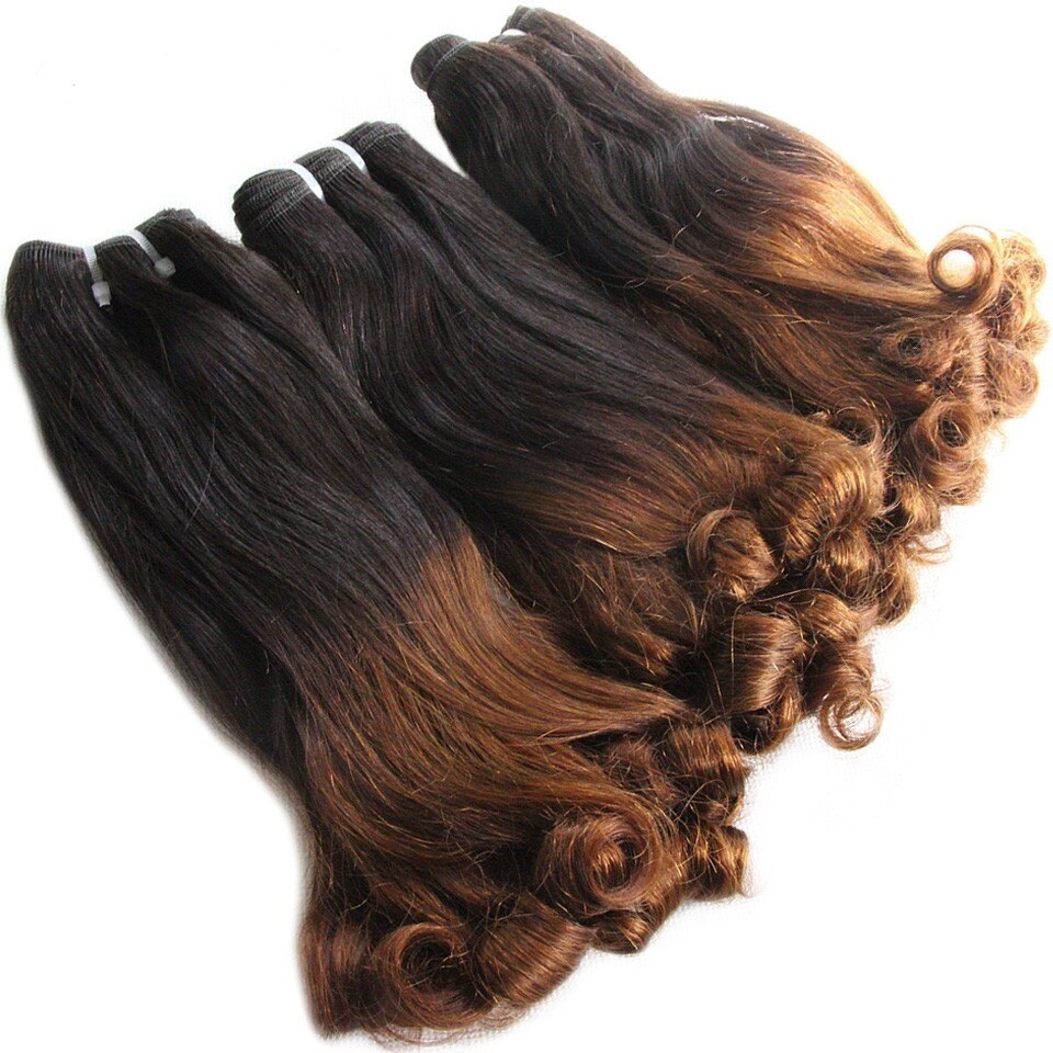 # Ombre Human Hair Double Drawn Brazilian 3 Bundles Bouncy Curly Hair Fumi Funmi Spring Curl Remy Hair Weave Extensions